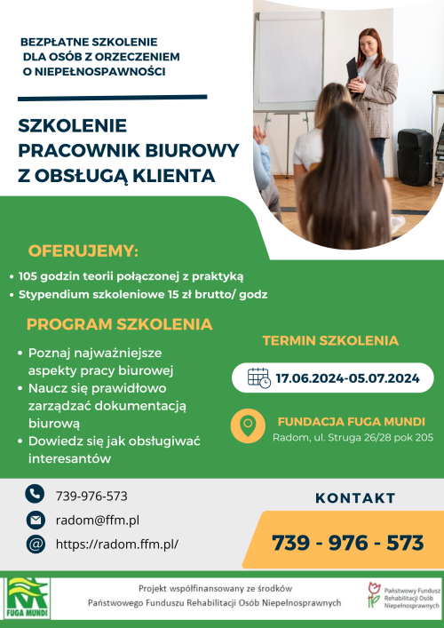 Szkolenie czerwiec 2024: Pracownik biurowy z obsługą klienta